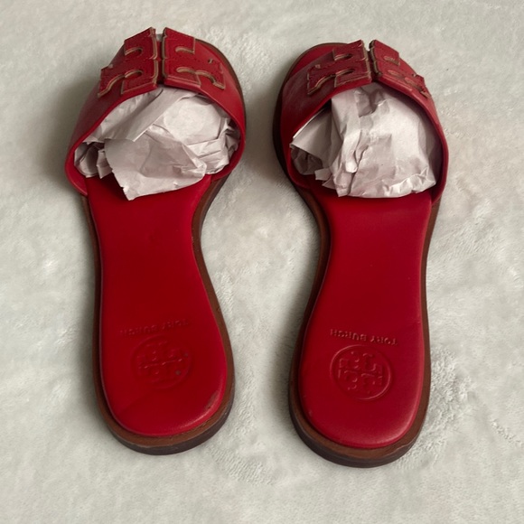 ❌SOLD ❌ Tory Burch red leather sandals/ slides size 8 US - Picture 5 of 11